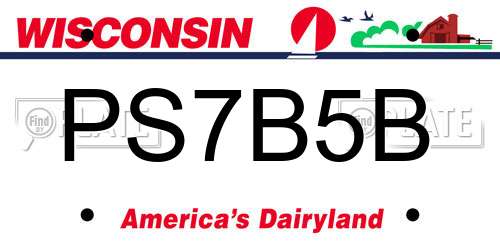 PS7B5B Wisconsin License Plate