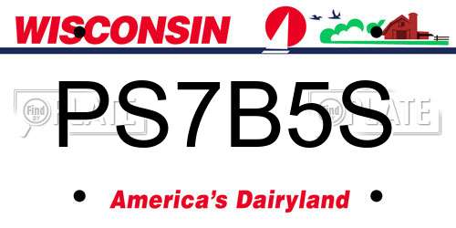 PS7B5S Wisconsin License Plate