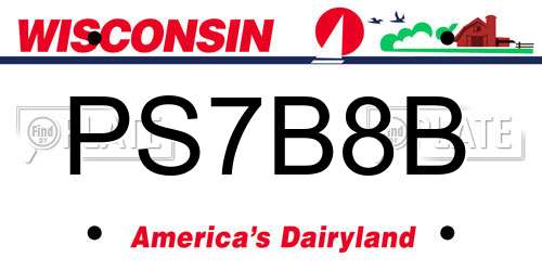 PS7B8B Wisconsin License Plate