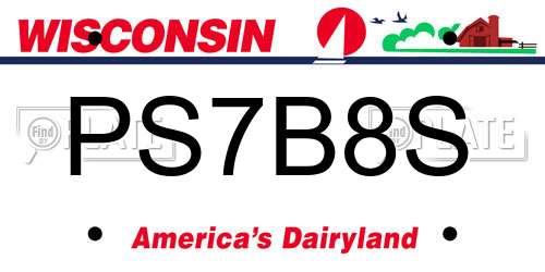 PS7B8S Wisconsin License Plate
