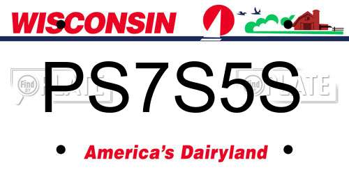 PS7S5S Wisconsin License Plate
