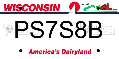 PS7S8B Wisconsin License Plate