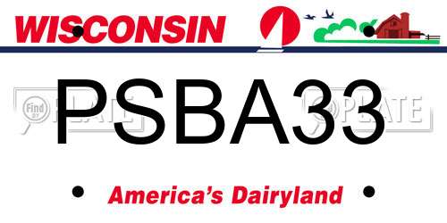 PSBA33 Wisconsin License Plate