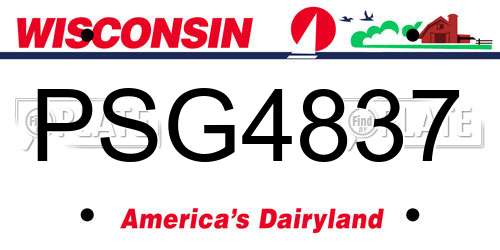 PSG4837 Wisconsin License Plate