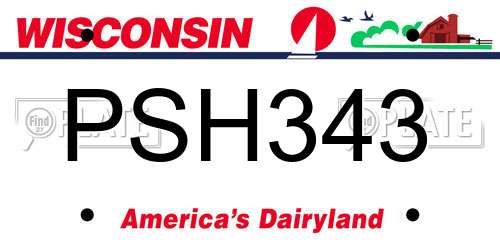 PSH343 Wisconsin License Plate
