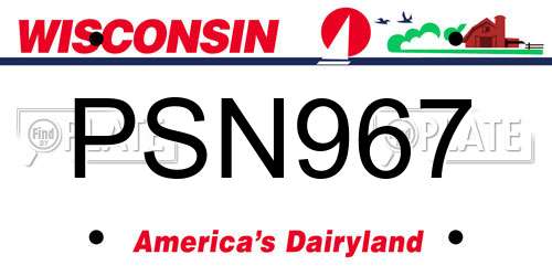 PSN967 Wisconsin License Plate