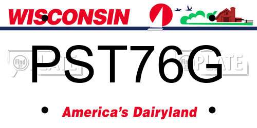 PST76G Wisconsin License Plate