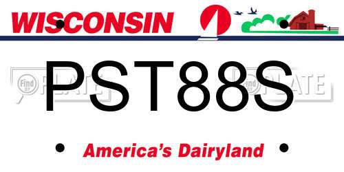 PST88S Wisconsin License Plate