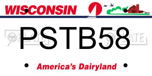 PSTB58 Wisconsin License Plate