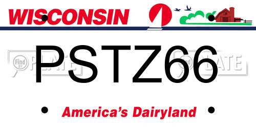PSTZ66 Wisconsin License Plate