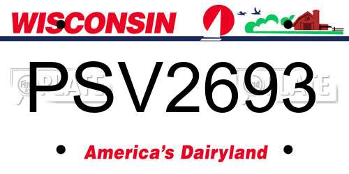 PSV2693 Wisconsin License Plate