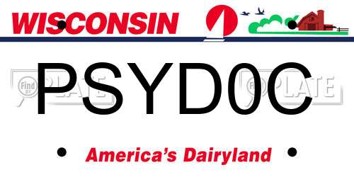 PSYD0C Wisconsin License Plate