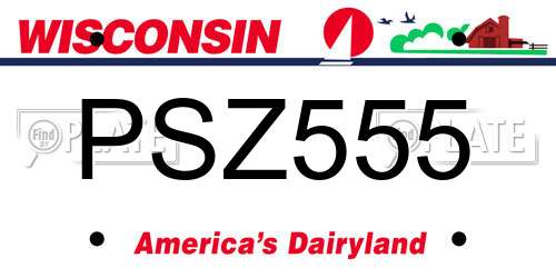 PSZ555 Wisconsin License Plate