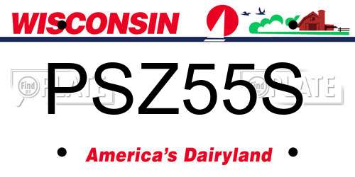 PSZ55S Wisconsin License Plate