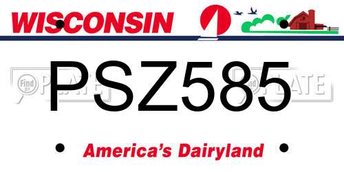 PSZ585 Wisconsin License Plate