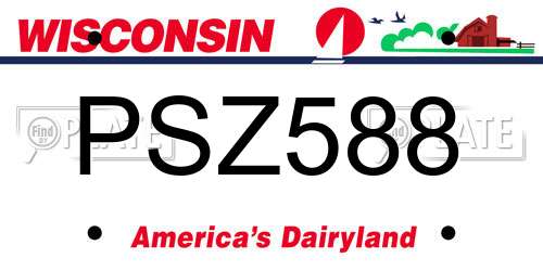 PSZ588 Wisconsin License Plate
