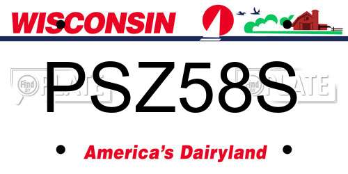PSZ58S Wisconsin License Plate