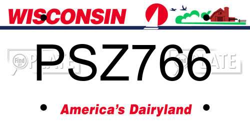 PSZ766 Wisconsin License Plate