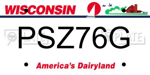 PSZ76G Wisconsin License Plate