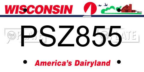 PSZ855 Wisconsin License Plate