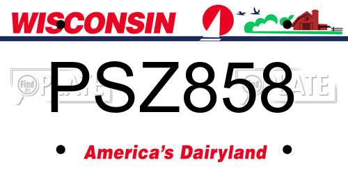 PSZ858 Wisconsin License Plate