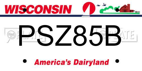 PSZ85B Wisconsin License Plate