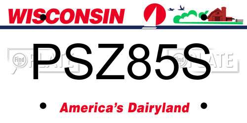 PSZ85S Wisconsin License Plate