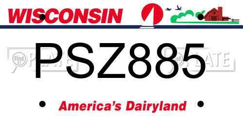 PSZ885 Wisconsin License Plate