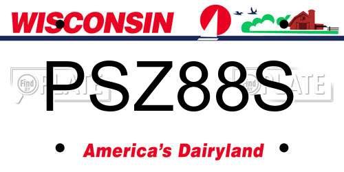 PSZ88S Wisconsin License Plate