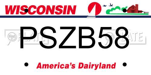 PSZB58 Wisconsin License Plate