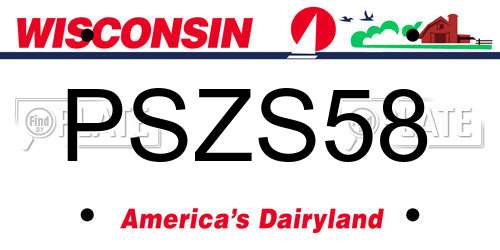 PSZS58 Wisconsin License Plate