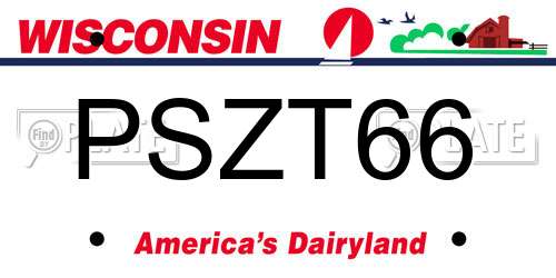 PSZT66 Wisconsin License Plate