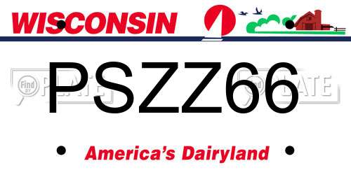 PSZZ66 Wisconsin License Plate