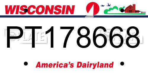 PT178668 Wisconsin License Plate