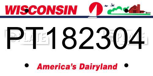PT182304 Wisconsin License Plate