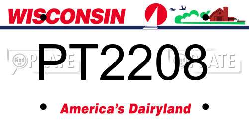 PT2208 Wisconsin License Plate