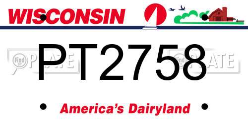 PT2758 Wisconsin License Plate