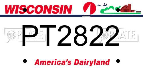 PT2822 Wisconsin License Plate