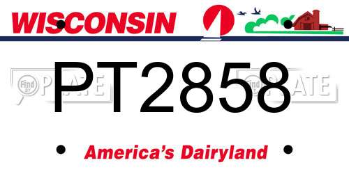 PT2858 Wisconsin License Plate