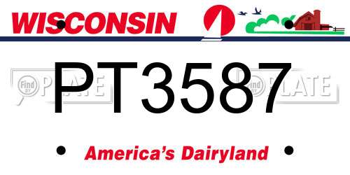 PT3587 Wisconsin License Plate