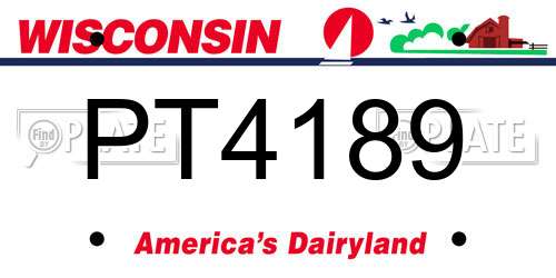 PT4189 Wisconsin License Plate