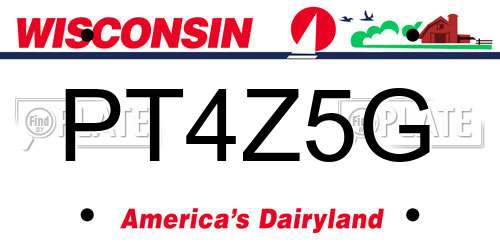 PT4Z5G Wisconsin License Plate