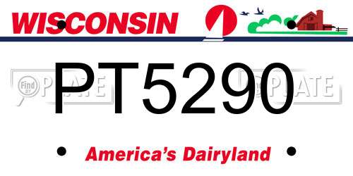 PT5290 Wisconsin License Plate