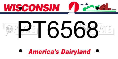 PT6568 Wisconsin License Plate