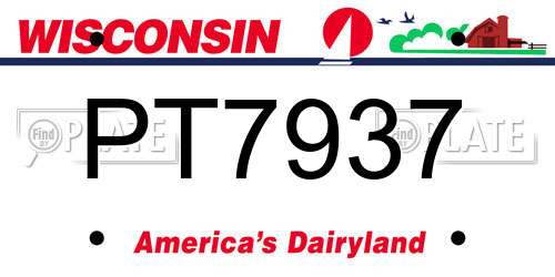 PT7937 Wisconsin License Plate