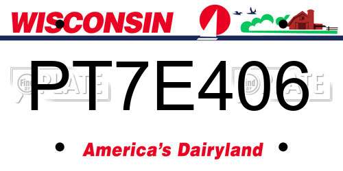 PT7E406 Wisconsin License Plate