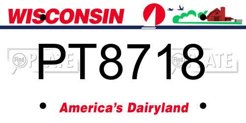 PT8718 Wisconsin License Plate
