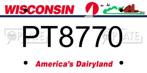 PT8770 Wisconsin License Plate