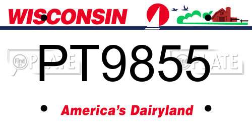 PT9855 Wisconsin License Plate
