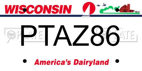 PTAZ86 Wisconsin License Plate